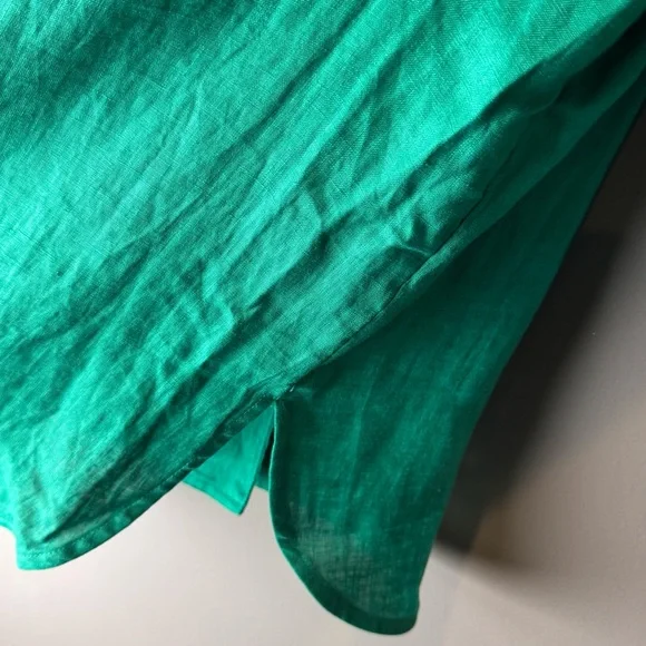 NWT Tuckernuck Hyacinth House Embroidered Linen Montauk Lounge Shirt Green - Picture 9 of 12